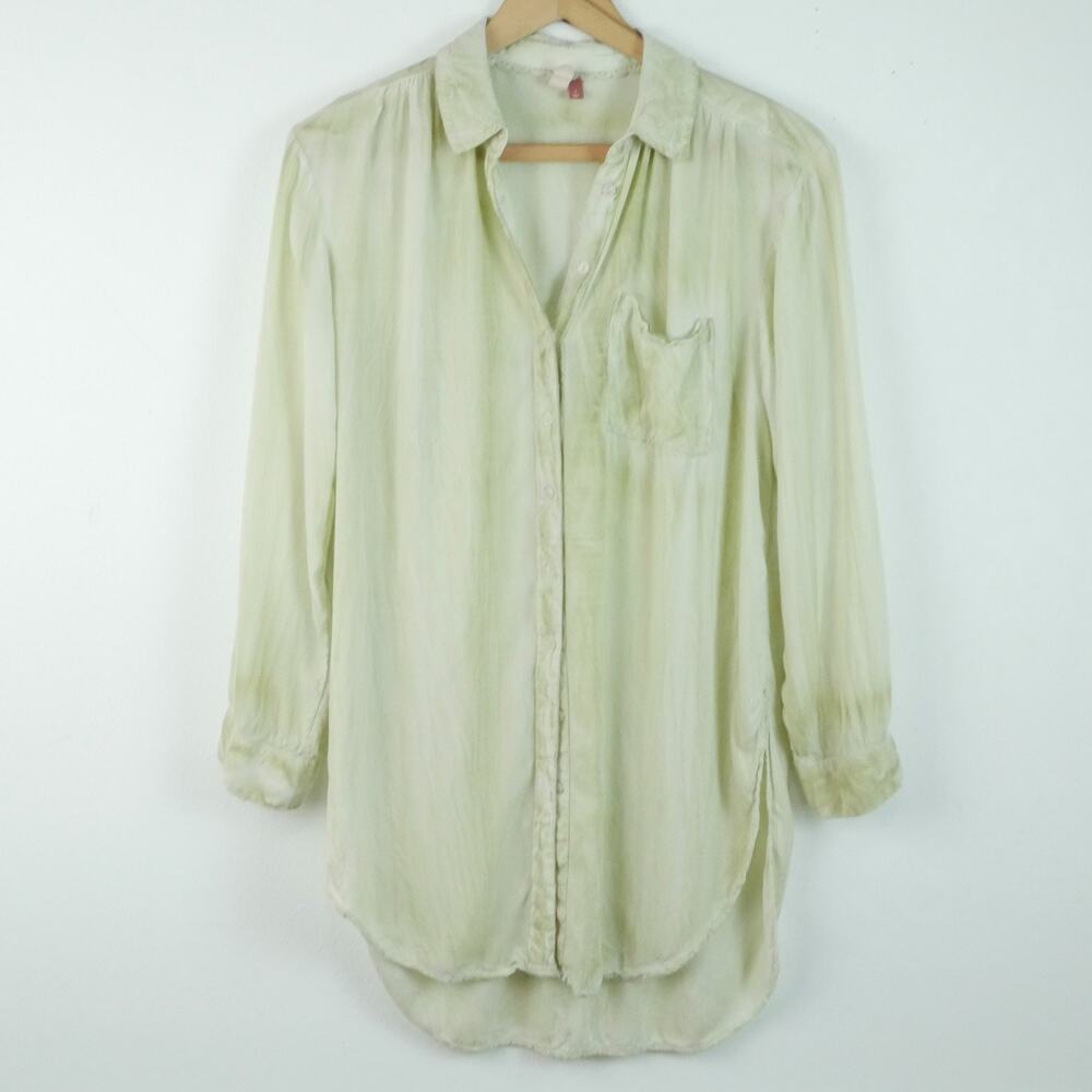 Anthropologie Pilcro Cate Tie Die Button Down Shirt Relaxed Classic Green Small